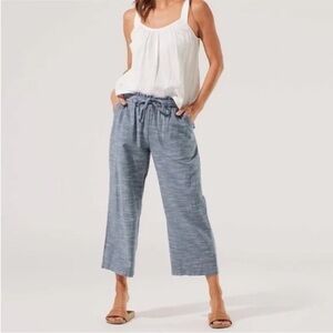 Pact 100% Organic Cotton Chambray Crop Pants Sunday Blue RN 12480 CU 832196